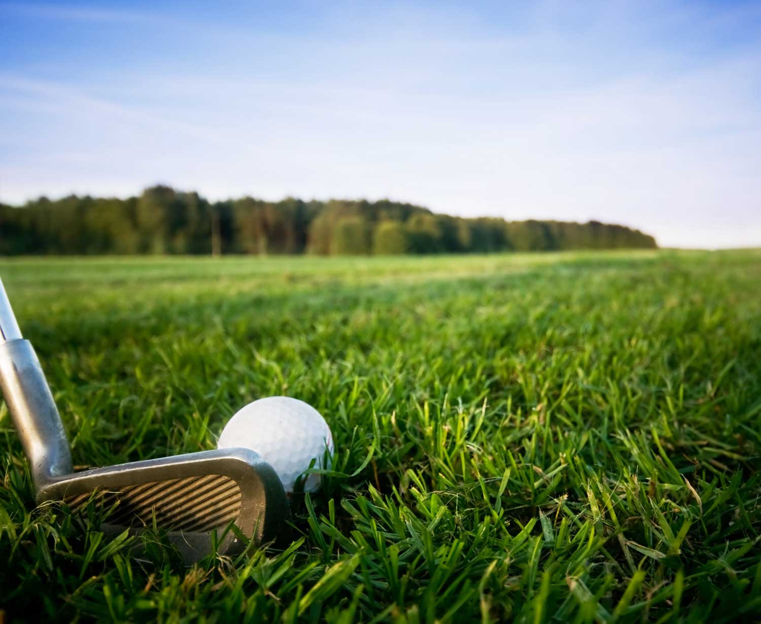 Golf club and ball on grass, illustrating indoor golfing concepts and practice benefits.